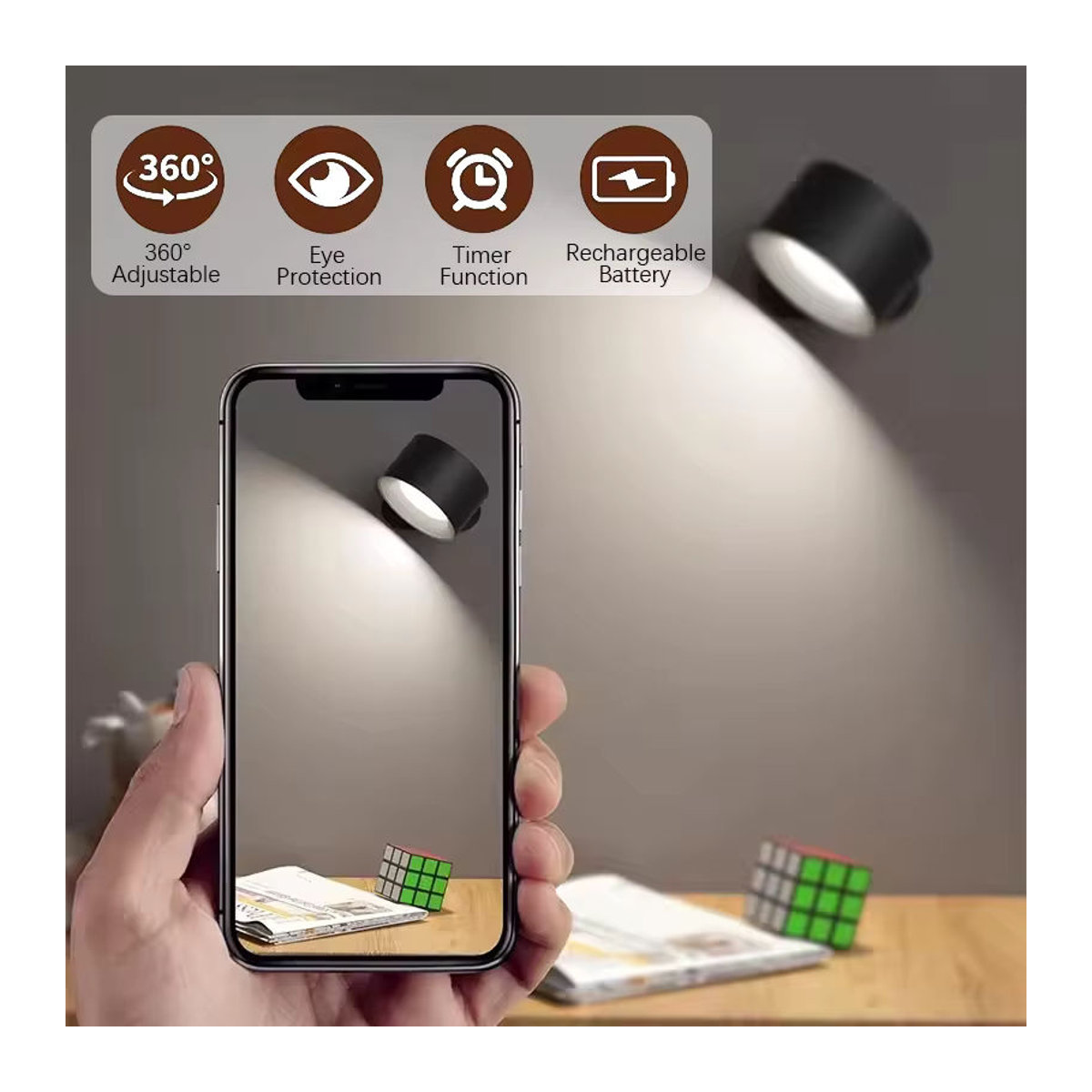 SHENZHITECH RGB LED Wandstrahler in Schwarz mit Fernbedienung und Touch-Steuerung, wiederaufladbar und 360 Grad verstellbar, buntes Akzentlicht für deine Inneneinrichtung - Bild 3