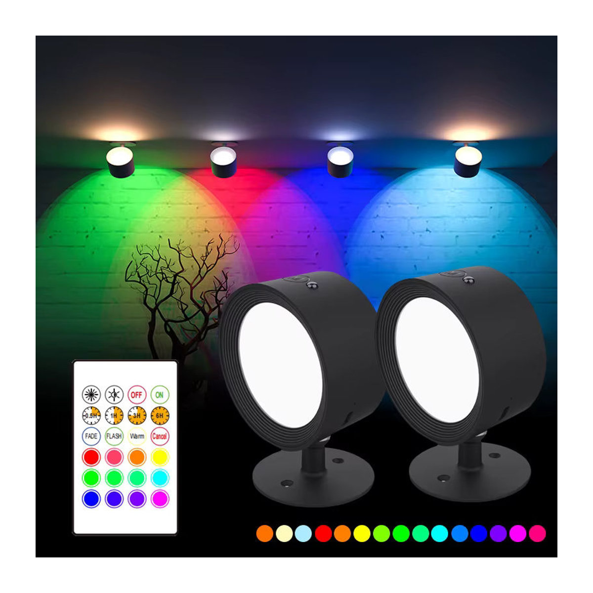 SHENZHITECH RGB LED Wandstrahler in Schwarz mit Fernbedienung und Touch-Steuerung, wiederaufladbar und 360 Grad verstellbar, buntes Akzentlicht für deine Inneneinrichtung - Bild 6