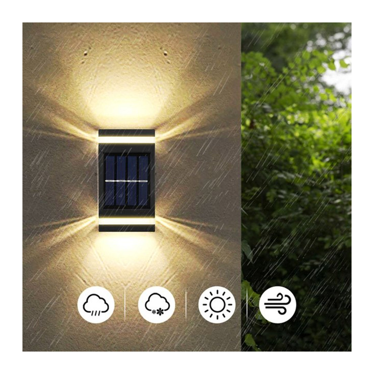 SHENZHITECH Solar Wandleuchte Schwarz, 2er Pack Moderne Wasserdichte Solar-Außenbeleuchtung für Garten und Camping - Bild 1