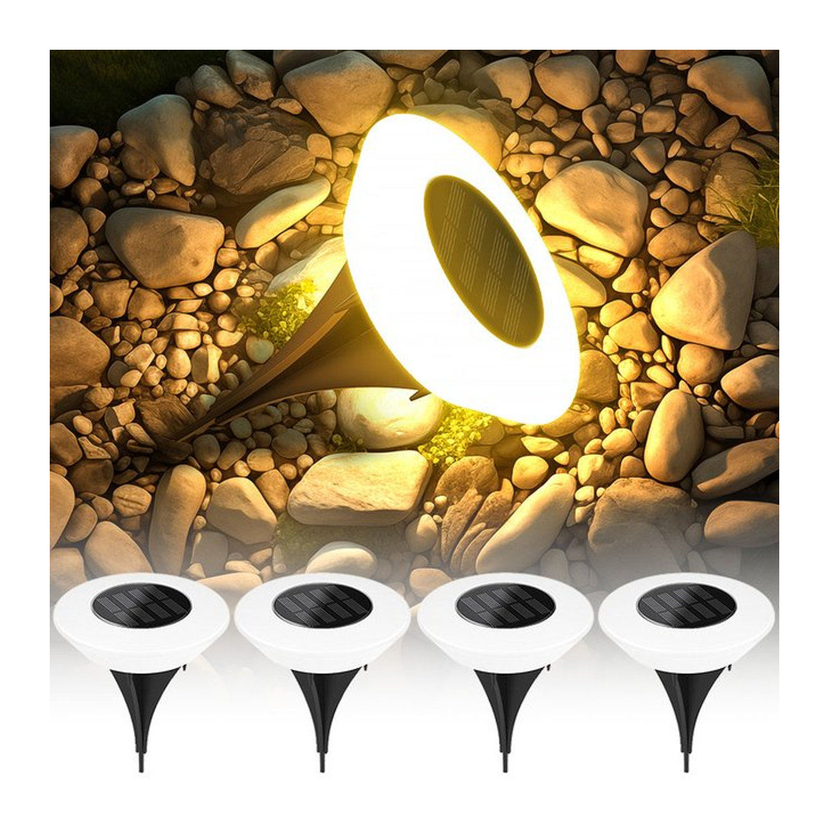 SHENZHITECH Solarleuchte mit 14 LED wasserdichte Gartenlampe Weiß minimalistisches Design für Garten, Auffahrt und Terrasse - Bild 1