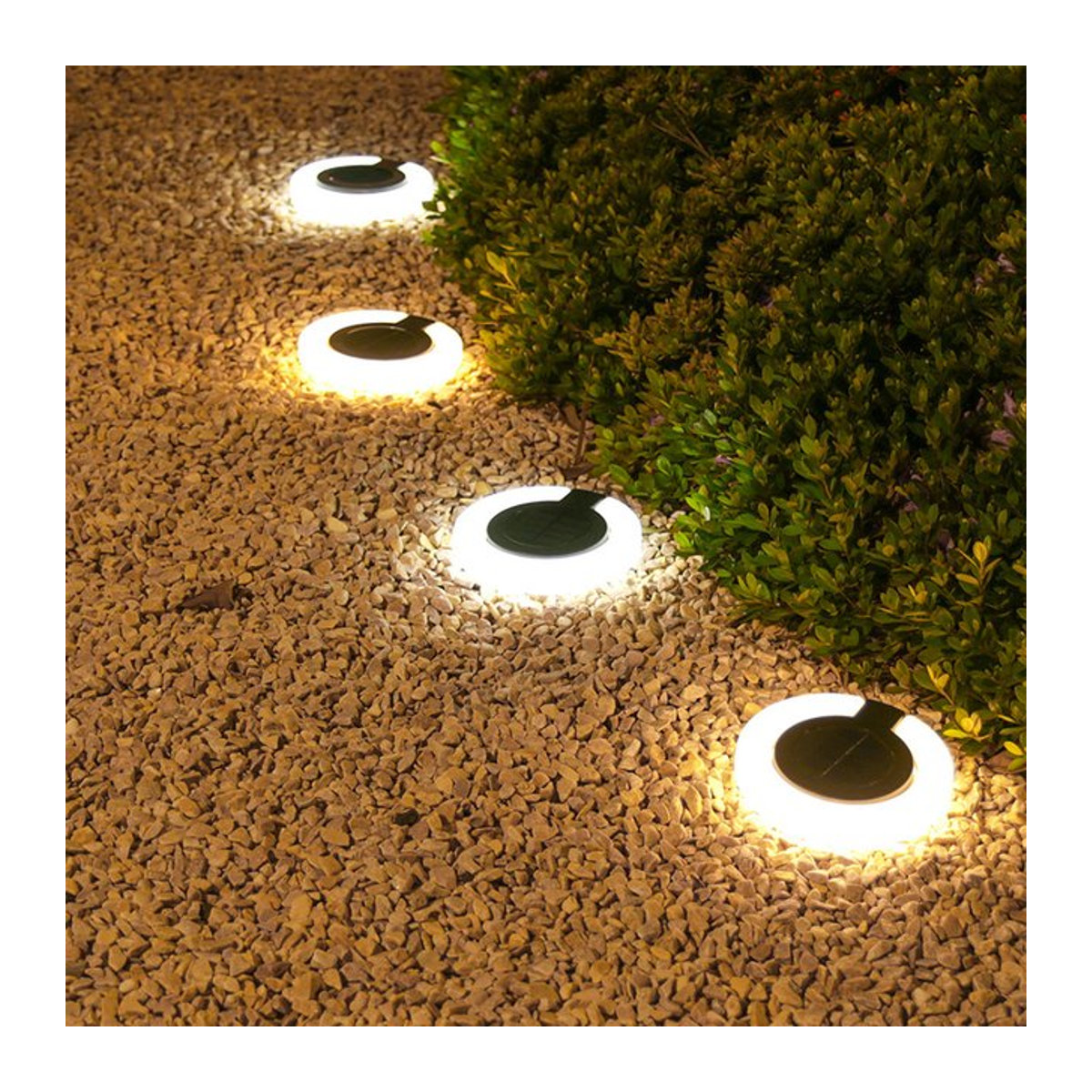 SHENZHITECH Solarleuchten Set 4er Pack in Weiß, wasserdichte Garten-Solarlampen im minimalistischen Design für Außenbereich und Rasen - Bild 1