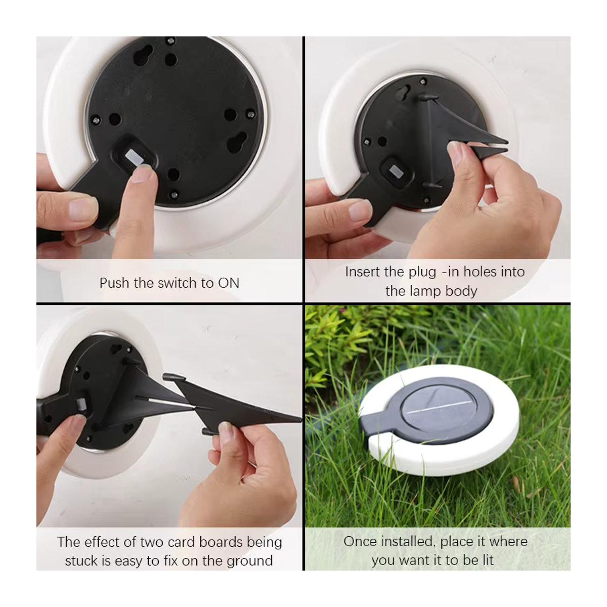 SHENZHITECH Solarleuchten Set 4er Pack in Weiß, wasserdichte Garten-Solarlampen im minimalistischen Design für Außenbereich und Rasen - Bild 5