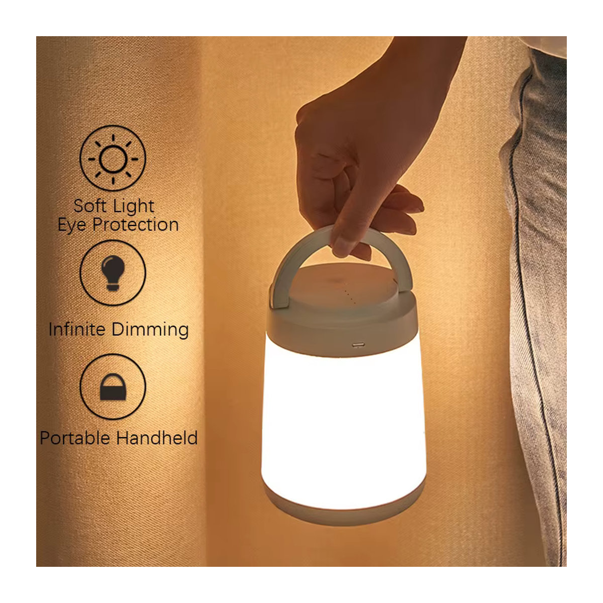 SHENZHITECH Tragbare LED Tischlampe mit Touch-Steuerung und USB-Anschluss in Weiß - Bild 4
