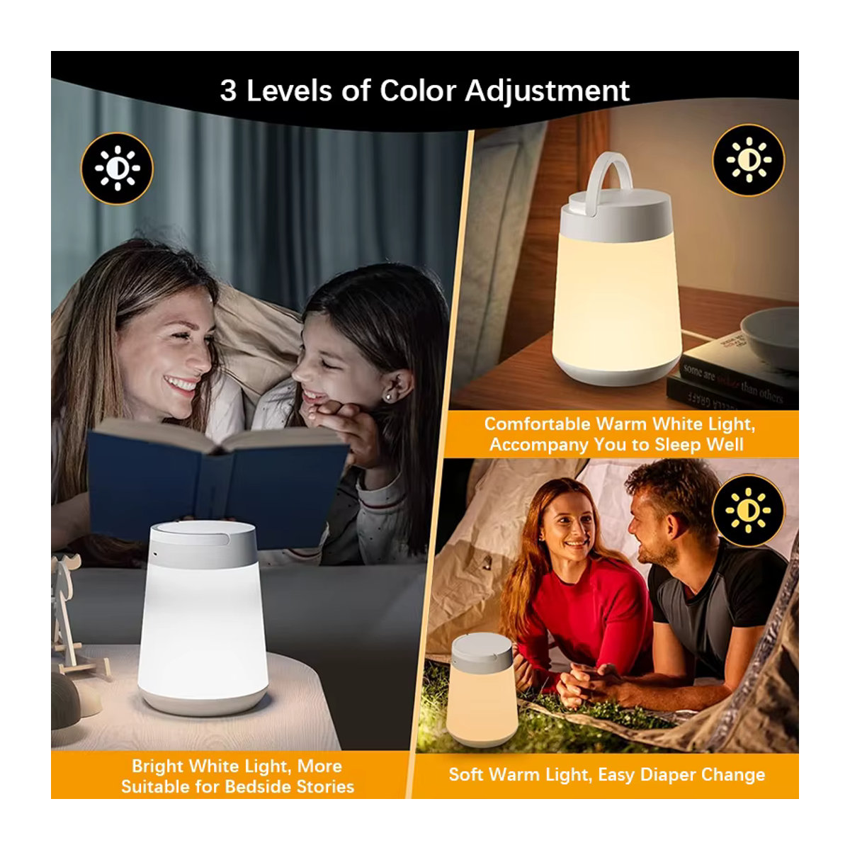 SHENZHITECH Tragbare LED Tischlampe mit Touch-Steuerung und USB-Anschluss in Weiß - Bild 5