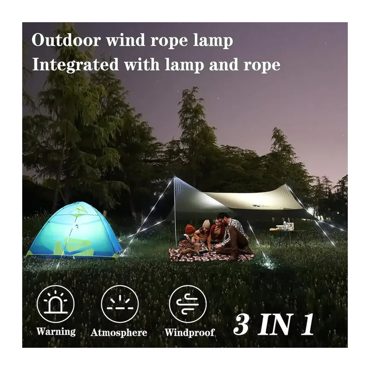 ShineTrip LED Camping Windseil Leuchtende Lampe zur Nachtwarnung für Zelt und Markise - Bild 5