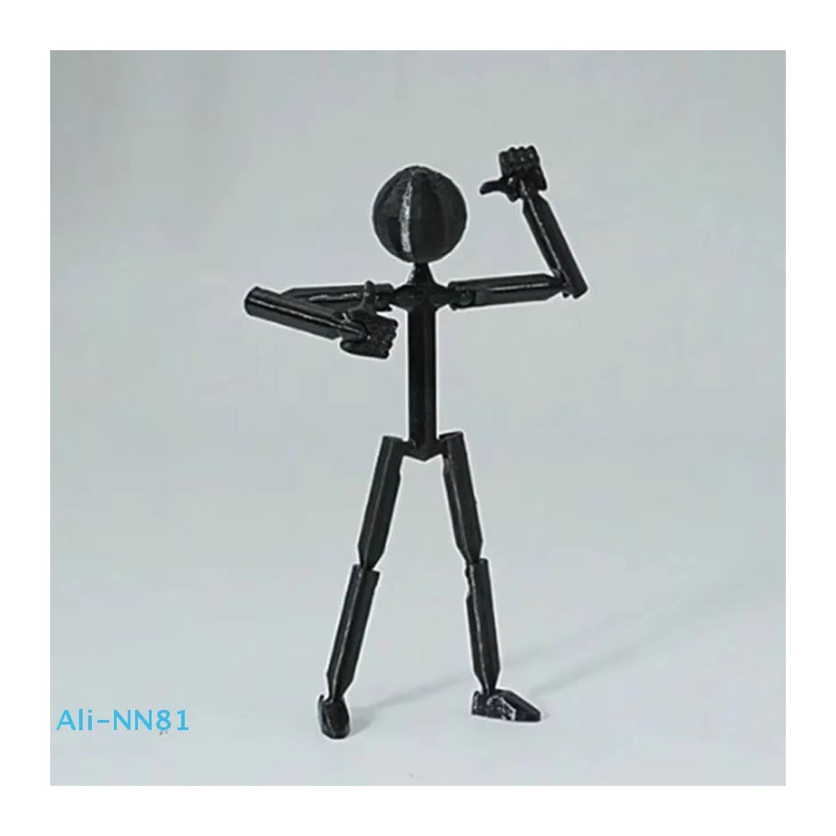 SHNGki Bewegliche 3D-gedruckte Stickman Actionfigur aus Kunststoff, Multi-Jointed Roboterornament in Weiß oder Schwarz - Bild 1