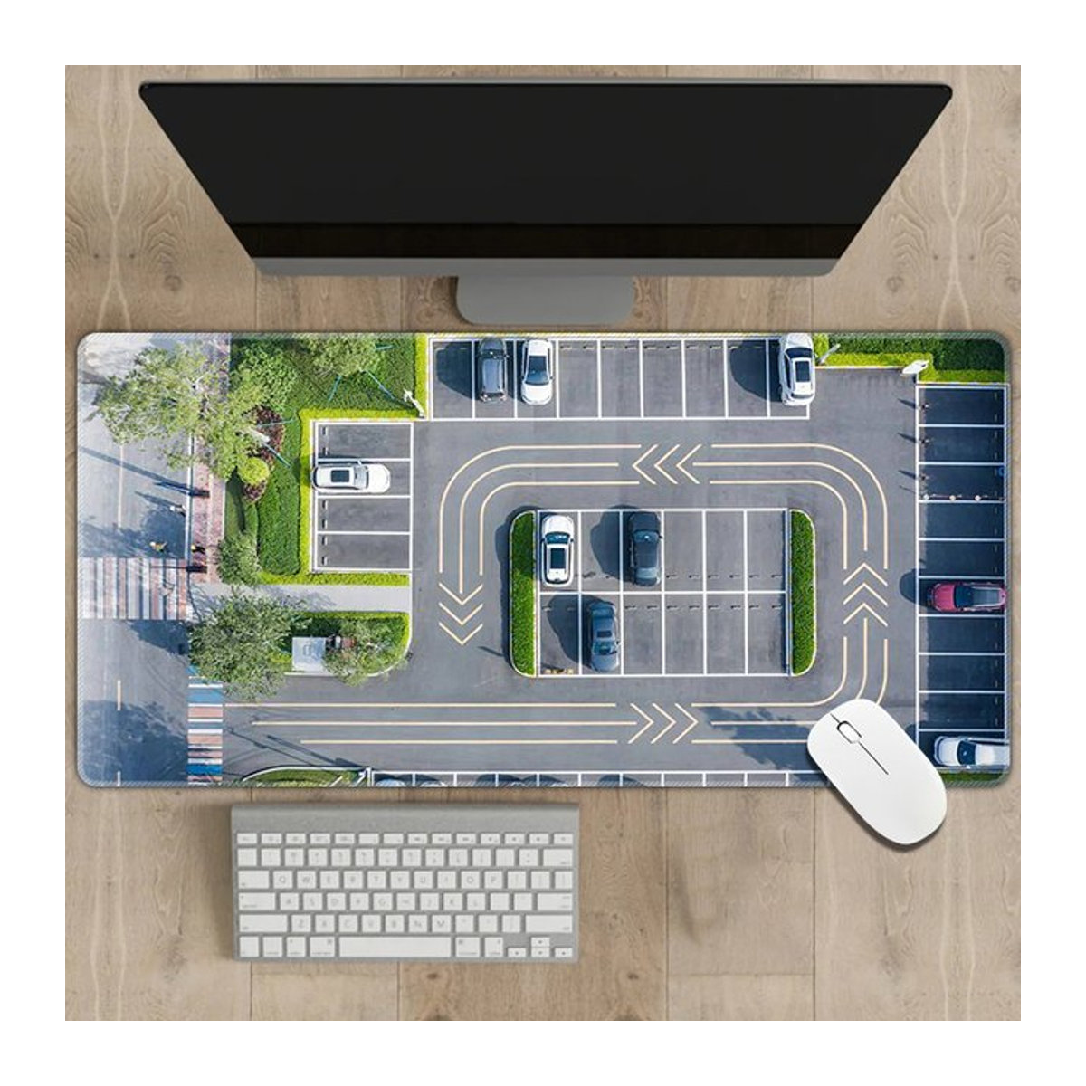 SHUAICHI Mehrzweck Gummi Mauspad mit Verkehrs-Simulation Design, B/B: 70 x 30 cm, Mehrfarbig - Bild 1