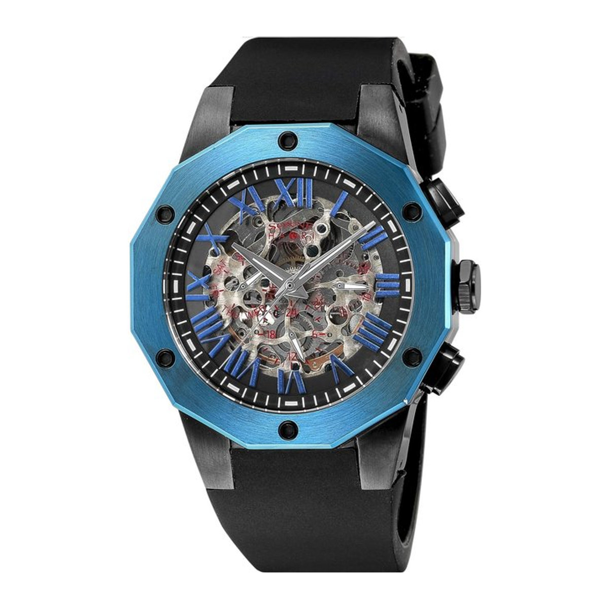 SHUHARI Herrenuhr SONNE H026BU-BK in Schwarz aus rostfreiem Stahl und Gummi - Bild 1