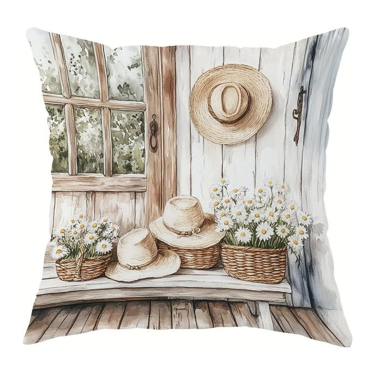 Shunika Chen Kissenbezug mit Wildblumen und Schmetterlingen für Wohnzimmer und Schlafzimmer, Peach Skin, B/B/H: 18 x 18 x 18 cm - Bild 1