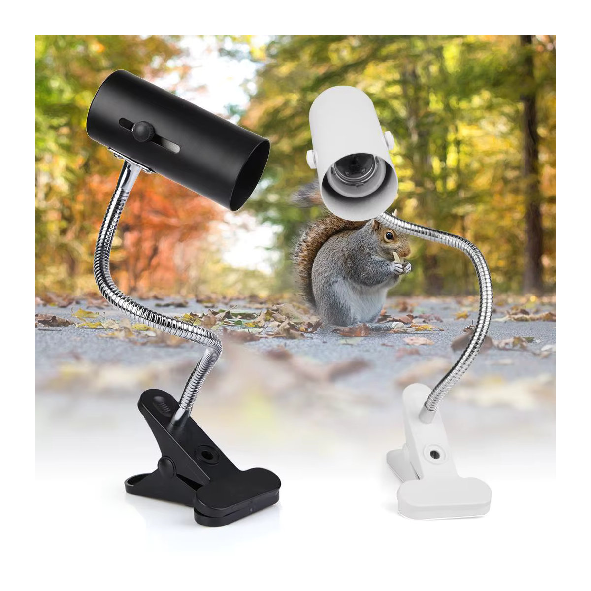 Shunmaii E27 Haustier-Lichthalter mit 360-Grad-Drehung und Clip-Abdeckung für Reptilien-Heizlampen - Bild 1