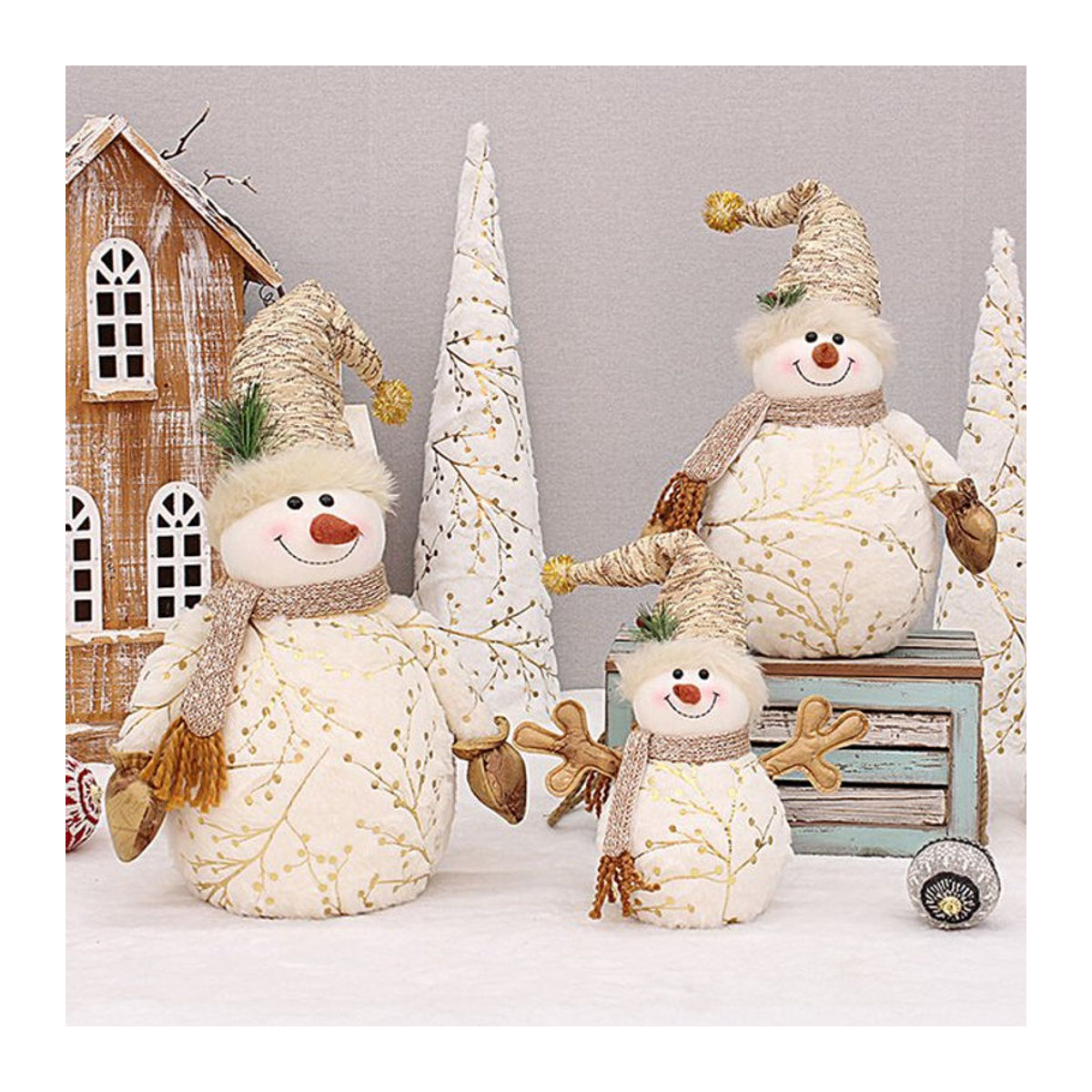 Shunmaii Schneemann Weihnachtsbaumschmuck aus Textil in Weiß für Kinder - Bild 1