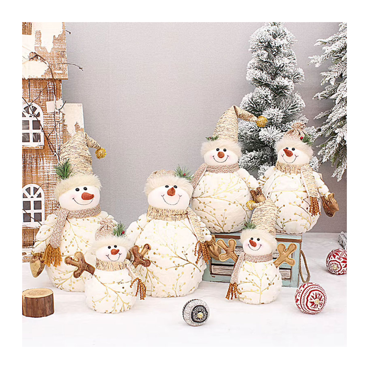 Shunmaii Schneemann Weihnachtsbaumschmuck aus Textil in Weiß für Kinder - Bild 2