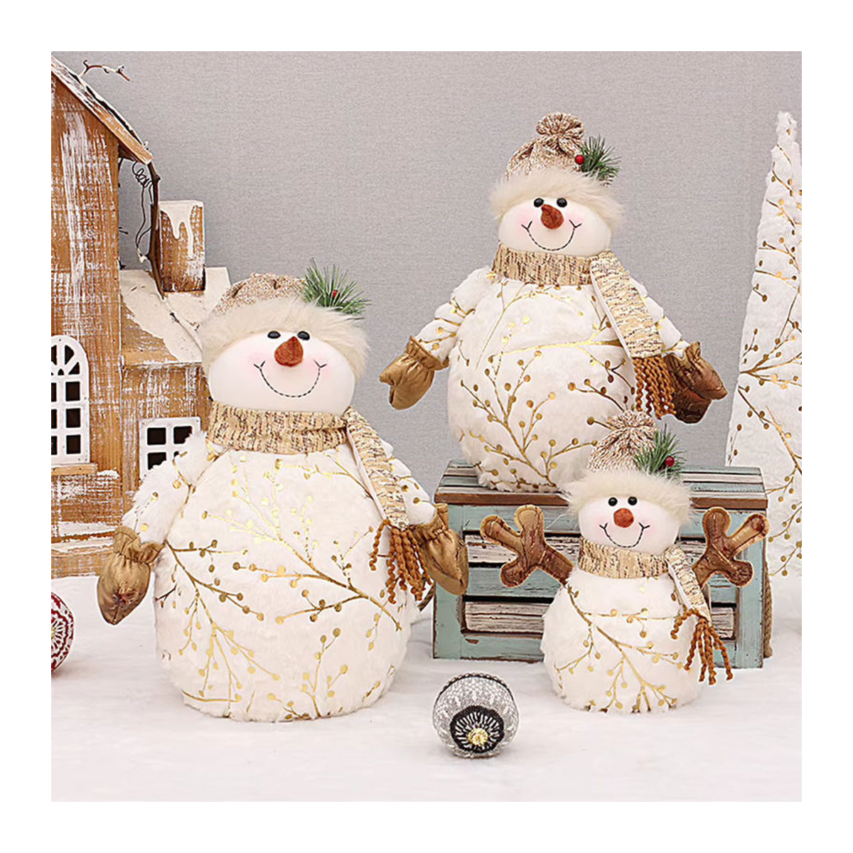 Shunmaii Schneemann Weihnachtsbaumschmuck aus Textil in Weiß für Kinder - Bild 3