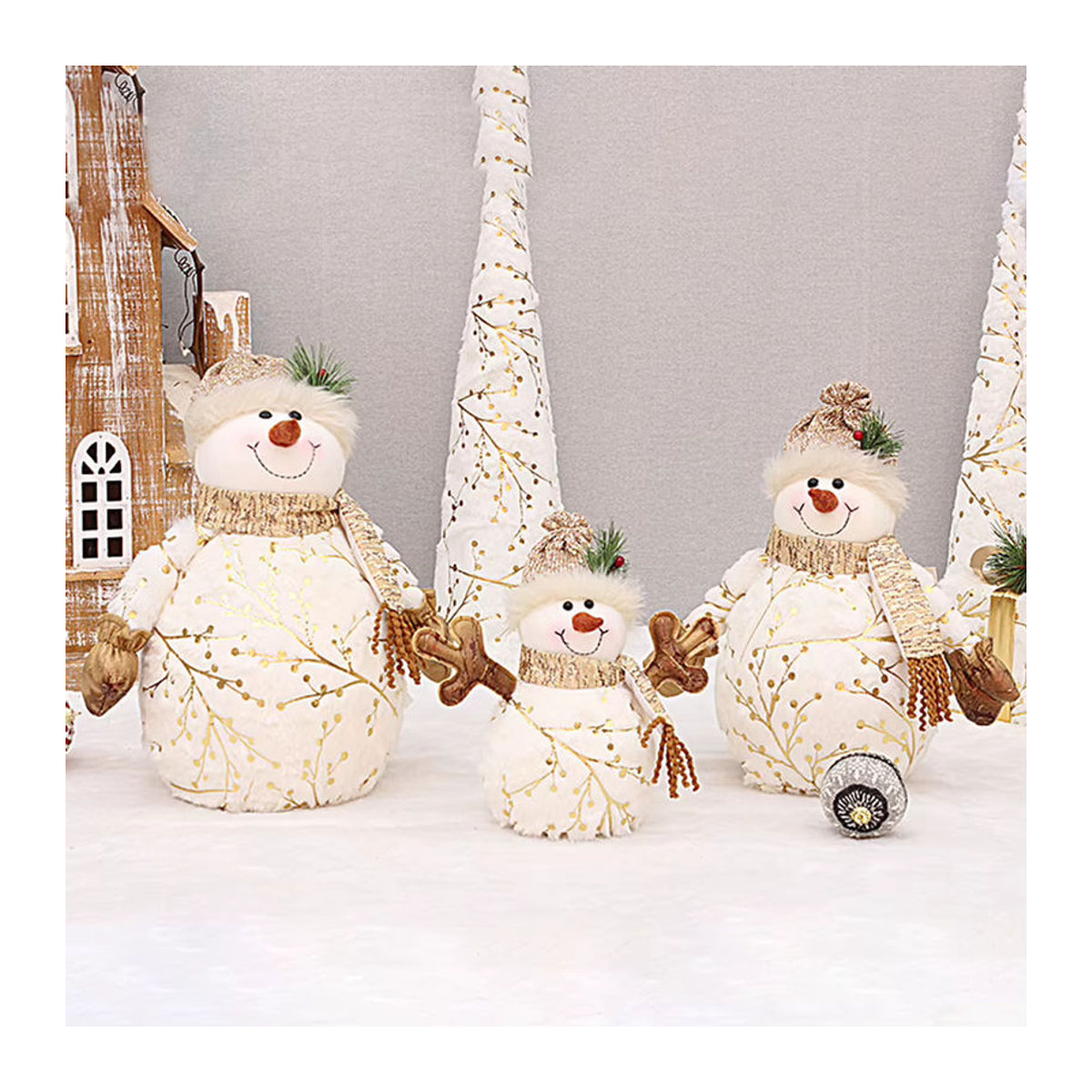 Shunmaii Schneemann Weihnachtsbaumschmuck aus Textil in Weiß für Kinder - Bild 4