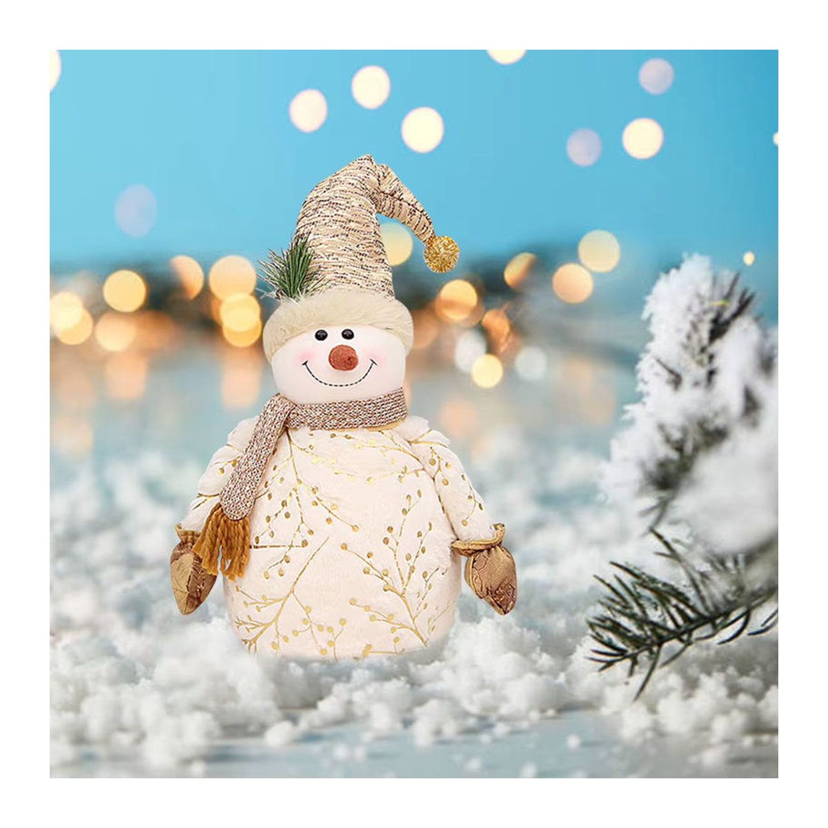 Shunmaii Schneemann Weihnachtsbaumschmuck aus Textil in Weiß für Kinder - Bild 5
