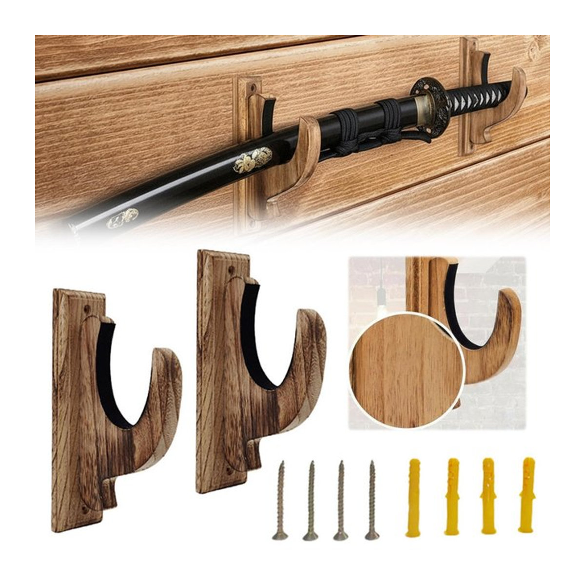 Shunmaii Wandmontierte Jagdgewehr Halterung aus Massivholz für Gewehre, Schrotflinten, Schwerter und Bögen - Bild 1