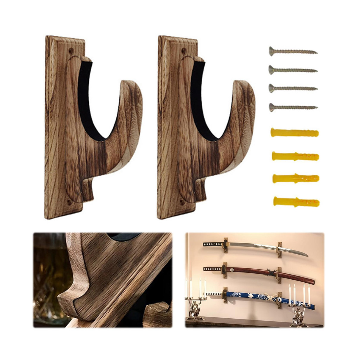 Shunmaii Wandmontierte Jagdgewehr Halterung aus Massivholz für Gewehre, Schrotflinten, Schwerter und Bögen - Bild 4