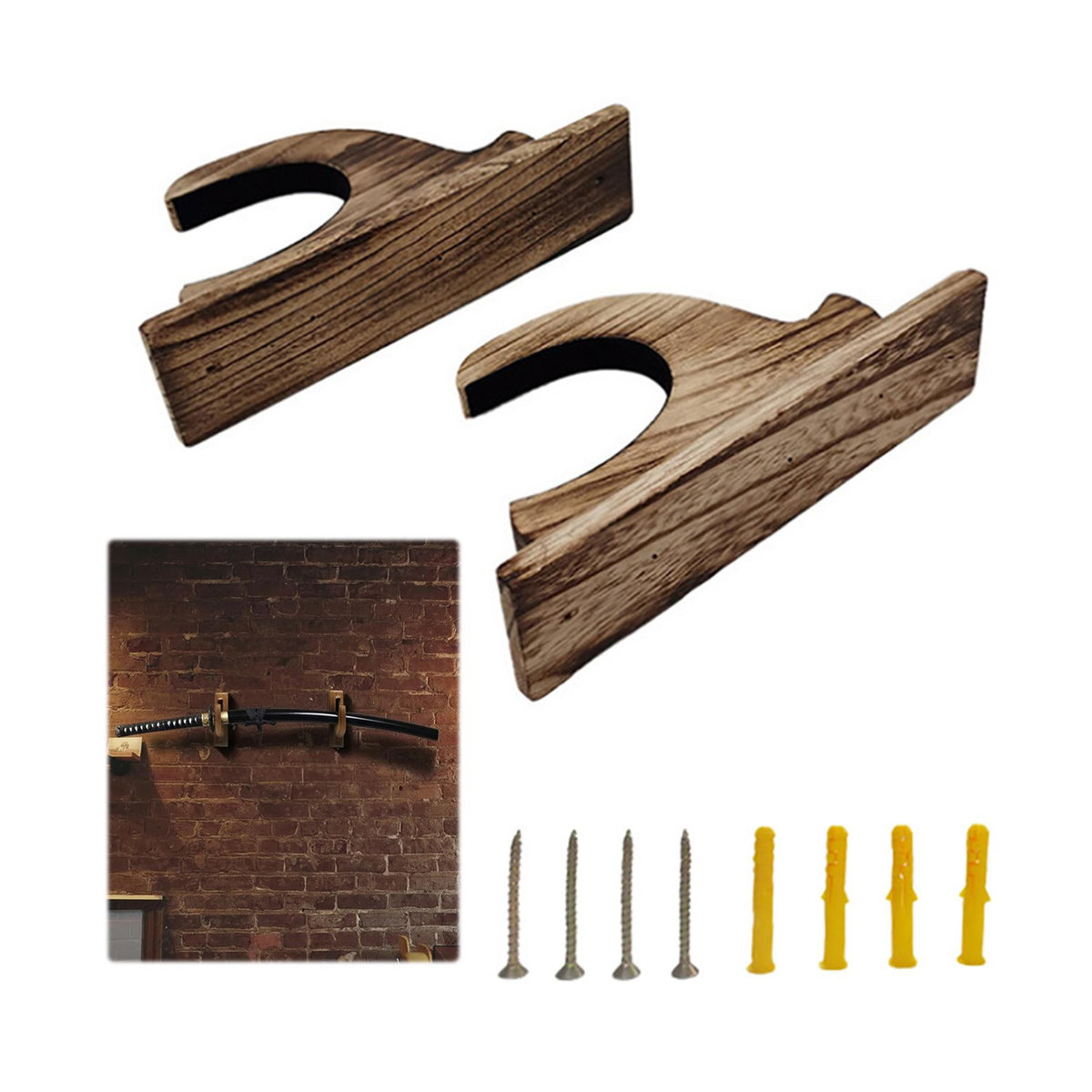 Shunmaii Wandmontierte Jagdgewehr Halterung aus Massivholz für Gewehre, Schrotflinten, Schwerter und Bögen - Bild 5