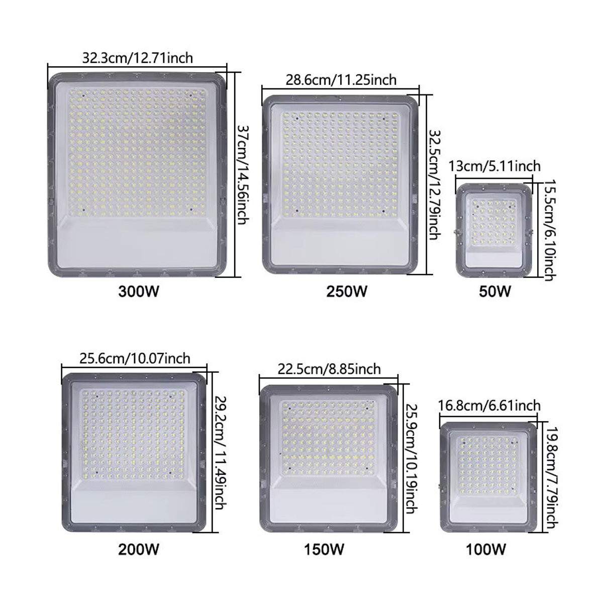 Si Solar LED Außenstrahler 300W in Grau mit gehärtetem Glas und IP66 Wasserdichtigkeit - Bild 1