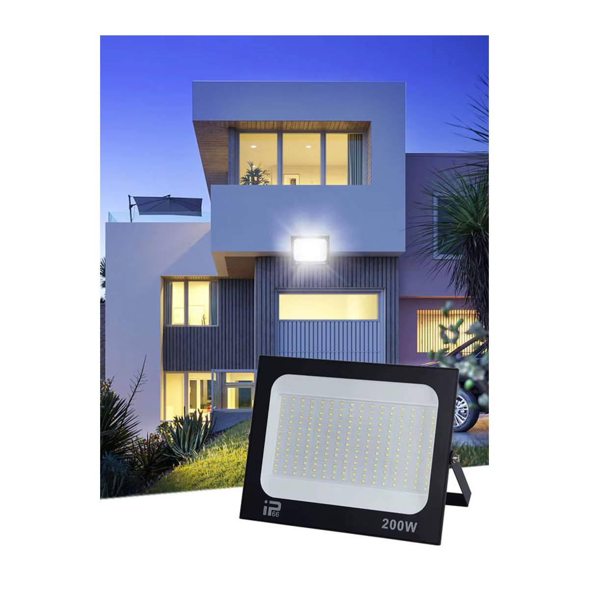 Si Solar LED Außenstrahler 300W in Grau mit gehärtetem Glas und IP66 Wasserdichtigkeit - Bild 3