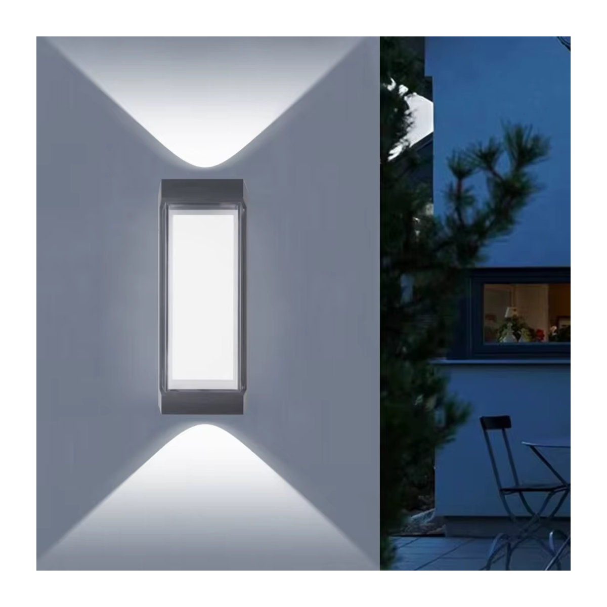 Si Solar Moderne LED Up Down Wandleuchte wasserdicht in Schwarz für Außen und Innen - Bild 3