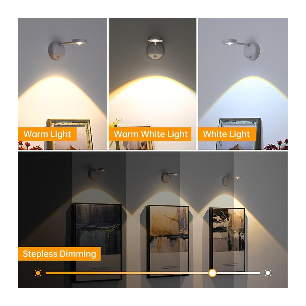 SICOMO LED-Wandleuchte Schwarz mit Bewegungssensor und einstellbarer Helligkeit im minimalistischen Design - Bild 3
