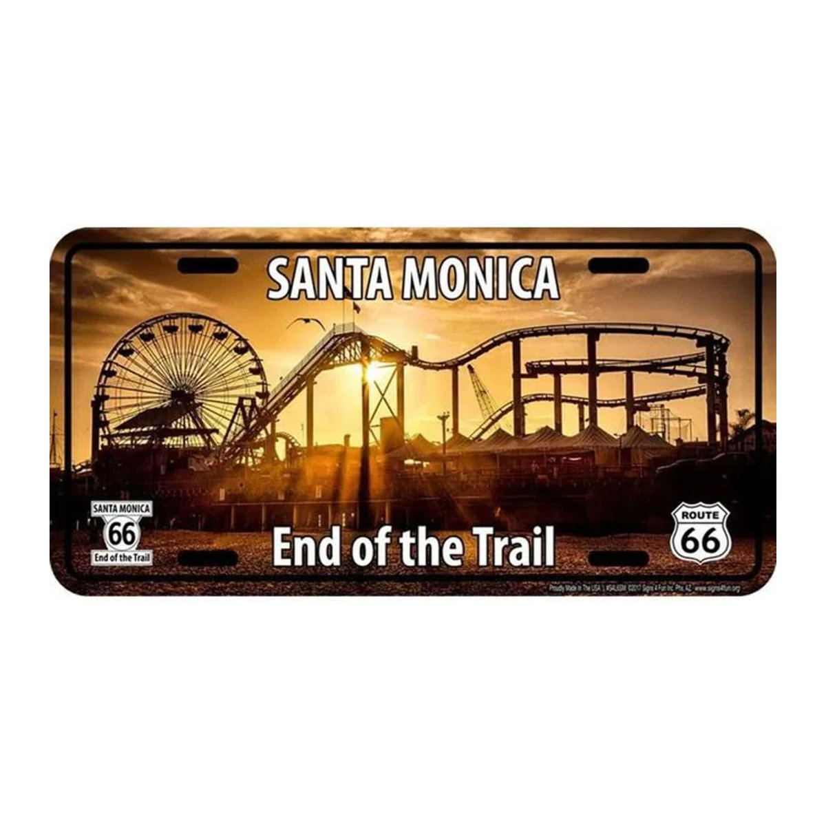 Signs 4 Fun Parodie-Blechschild Santa Monica Pier, mehrfarbiges Vintage Metallschild zur Wanddekoration, B: 30,48 cm x H: 15,24 cm - Bild 1