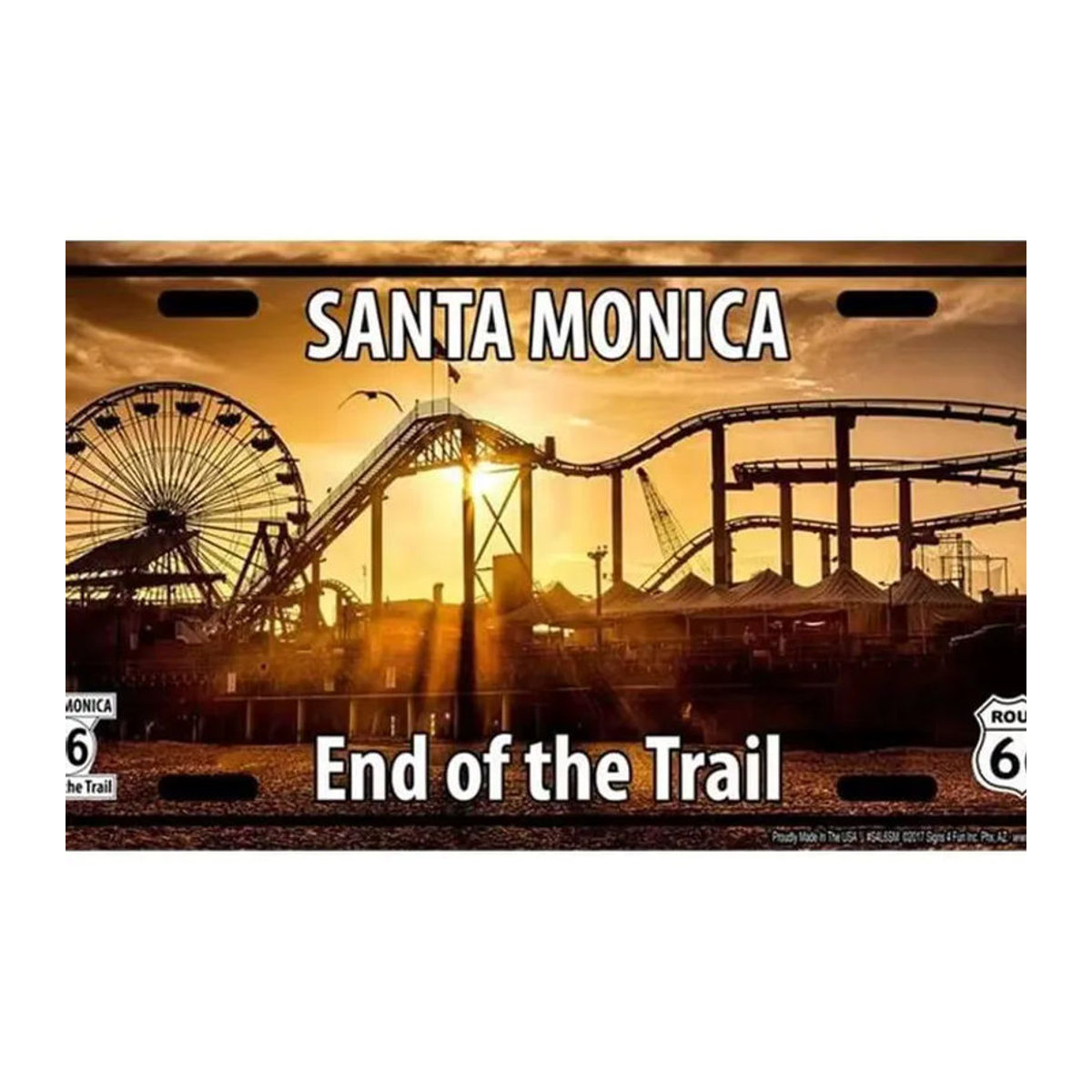 Signs 4 Fun Parodie-Blechschild Santa Monica Pier, mehrfarbiges Vintage Metallschild zur Wanddekoration, B: 30,48 cm x H: 15,24 cm - Bild 2