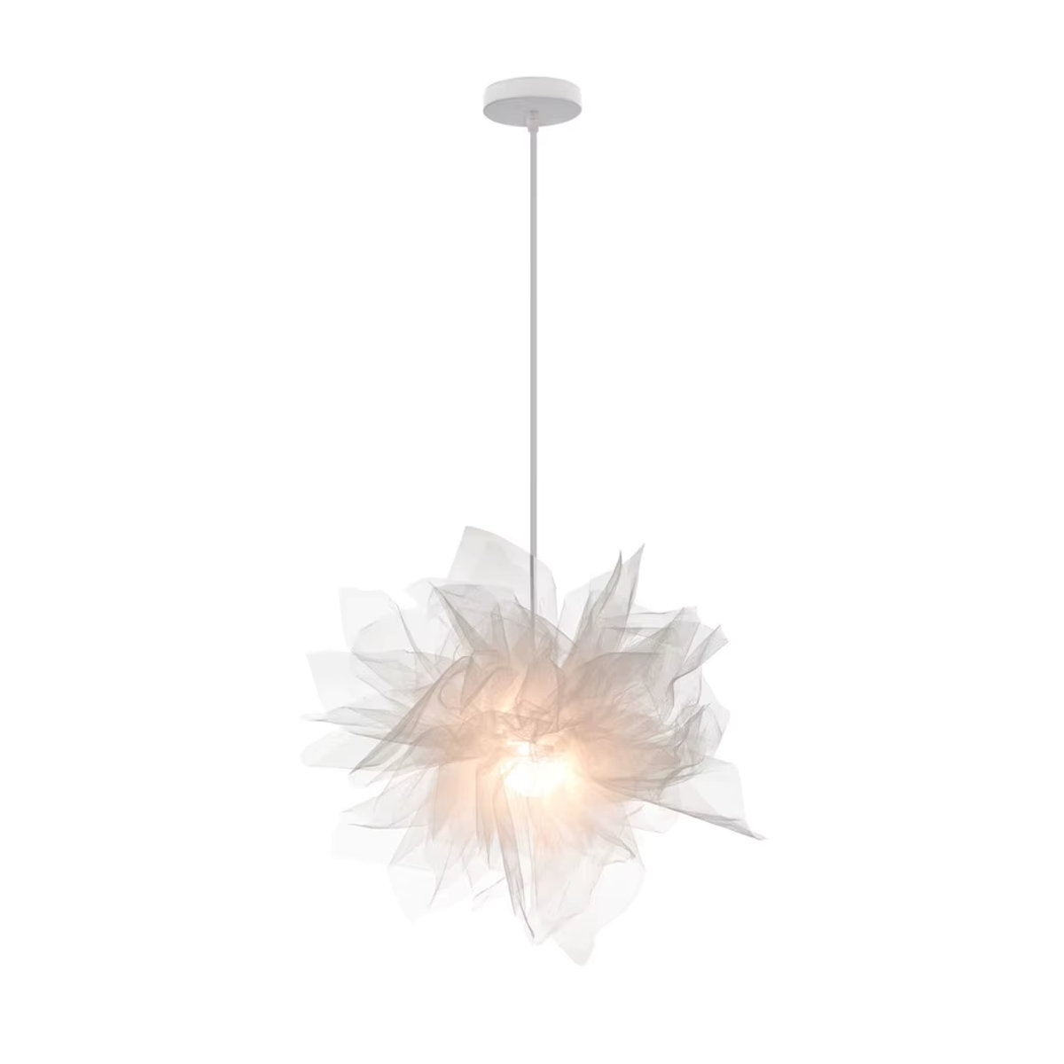 SIKEBOTE Kronleuchter Gaze Blume in Weiß, Moderner Nordic Mesh Deckenlampen-Anhänger mit E27 Fassung für Wohnzimmer, Schlafzimmer oder Kinderzimmer - Bild 3