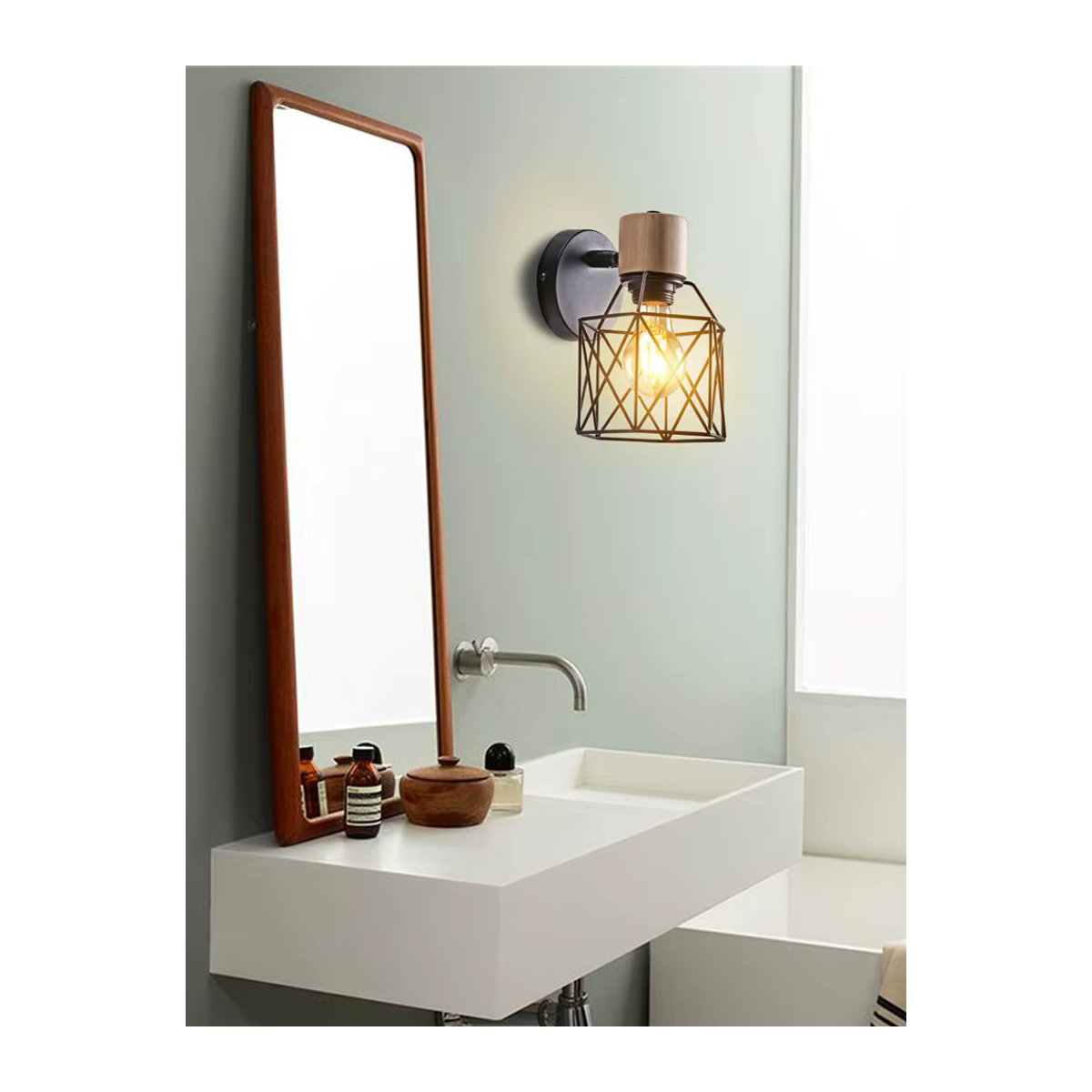 SIKEBOTE Moderne Wandleuchte aus Holz in Schwarz mit E27 Fassung im Skandinavischen Design - Bild 4