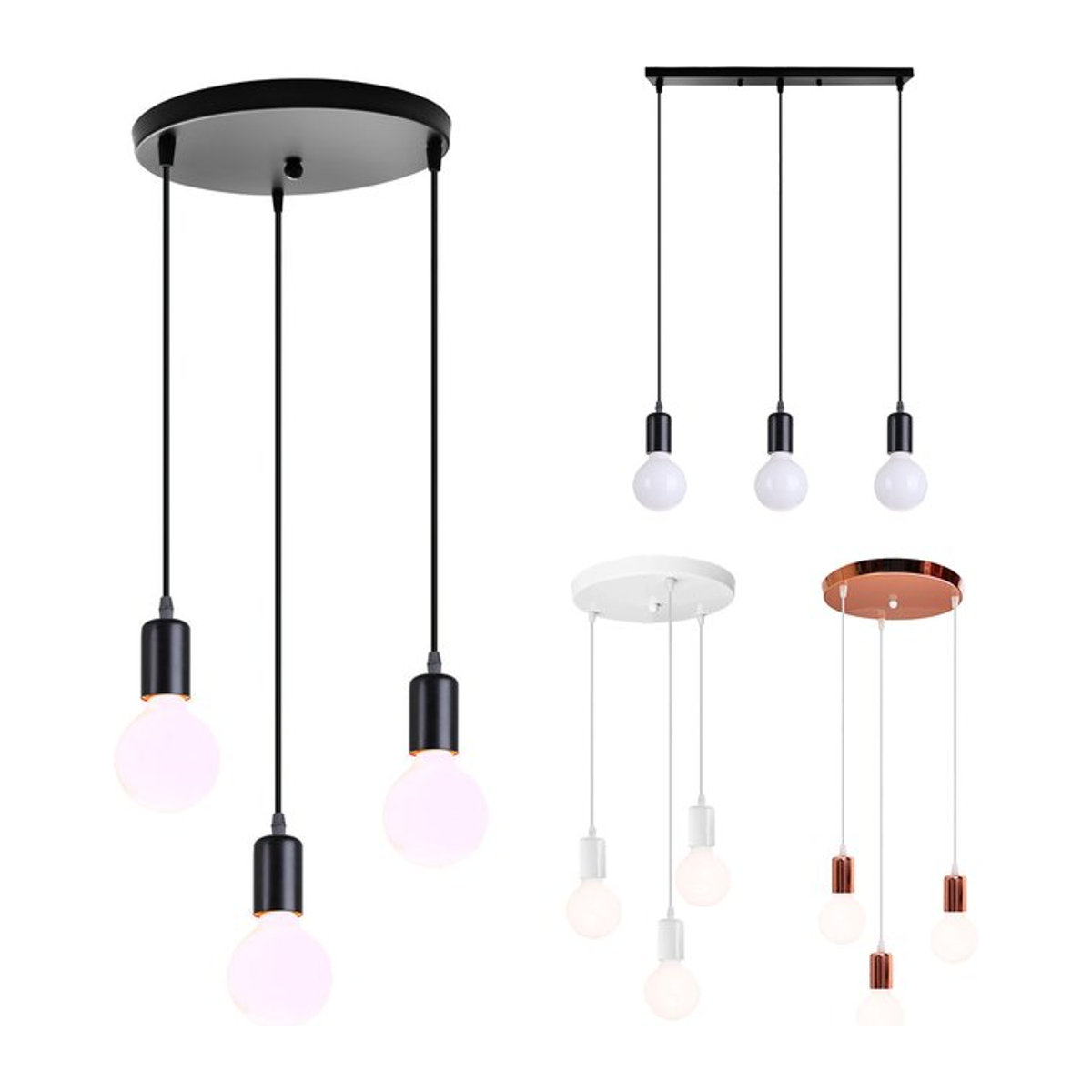 SIKEBOTE Pendelleuchte Nordic Design in Schwarz aus Metall mit E27 Fassung für Esszimmer und Küche - Bild 1
