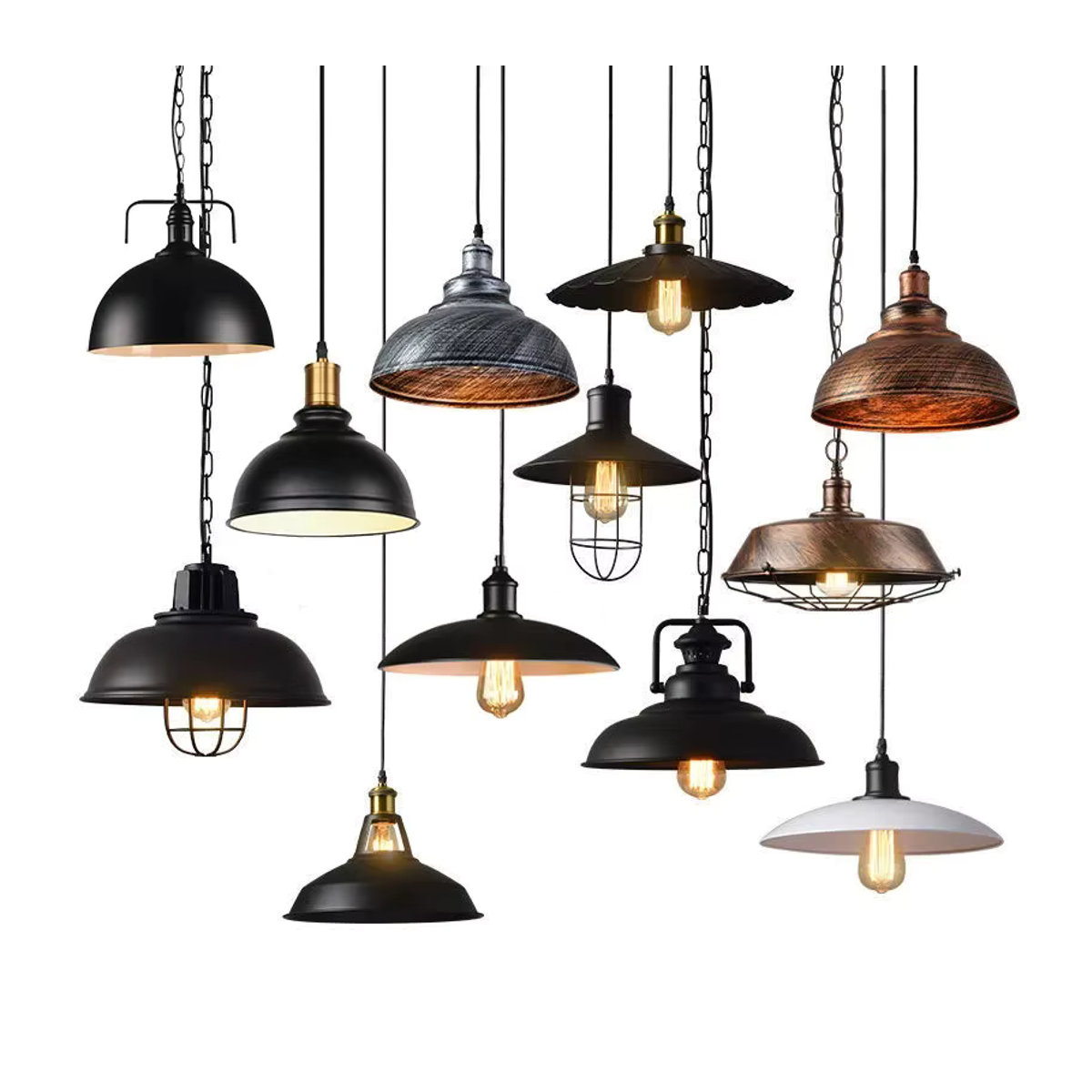 SIKEBOTE Vintage Pendelleuchte Industrial Retro Design in Schwarz aus Metall - Bild 6