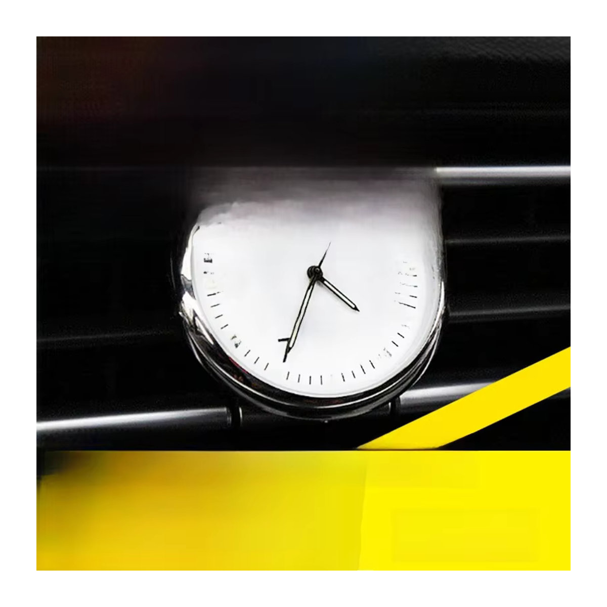 Sikeo Mini Quarz-Auto Uhr mit Nachtleuchtfunktion, rundes Dashboard-Design, Stick-On, Schwarz oder Weiß - Bild 2