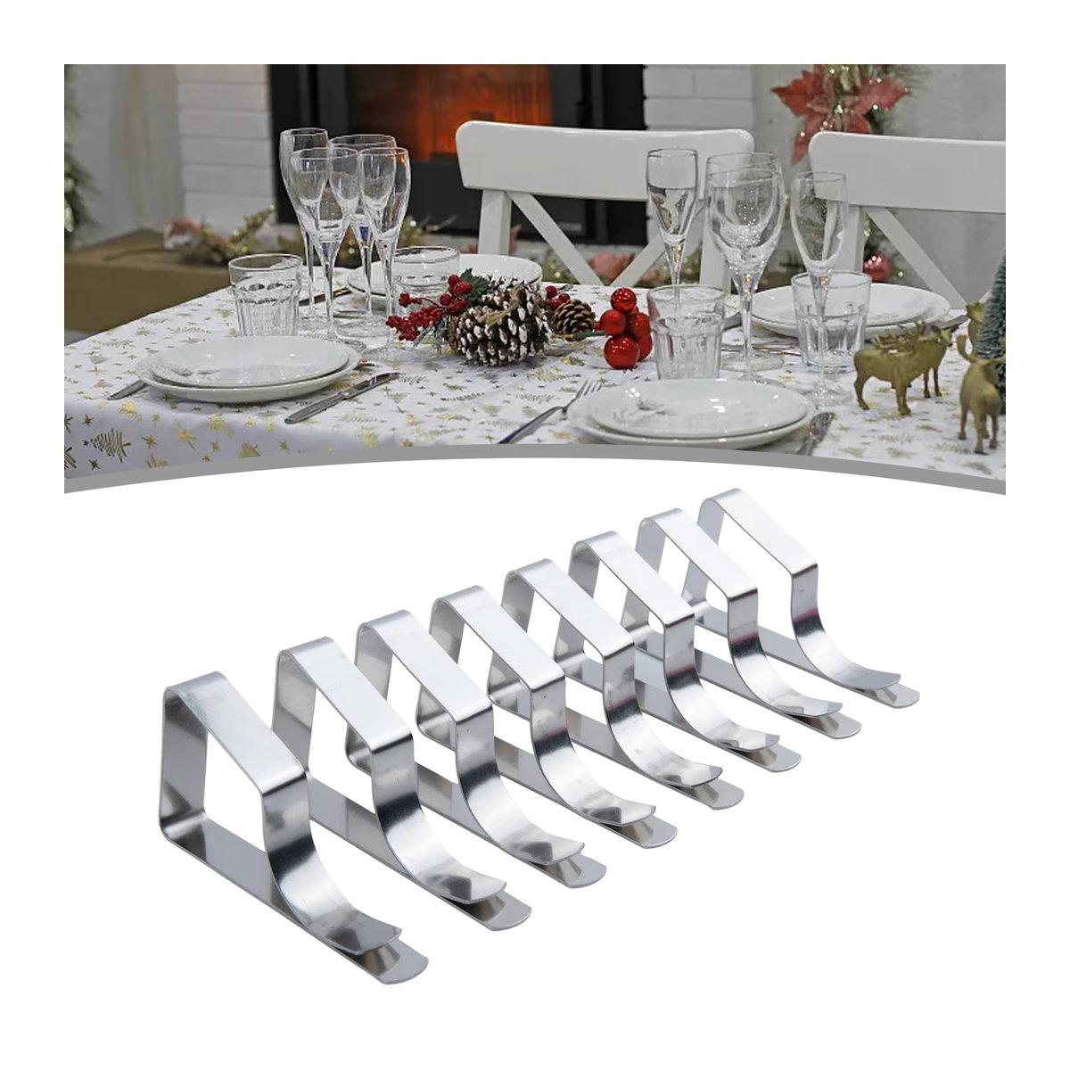 Silberne Tischdecke Clips zur Befestigung für Haushalt, Party und Picknick - Bild 2