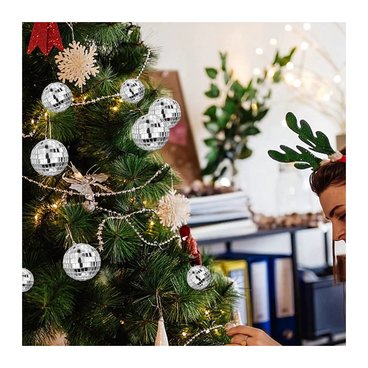 Silberne Weihnachtskugeln als hängende Ornamente für deinen Weihnachtsbaum und deine Heimdekoration, Durchmesser: 3 bis 15 cm - Bild 2