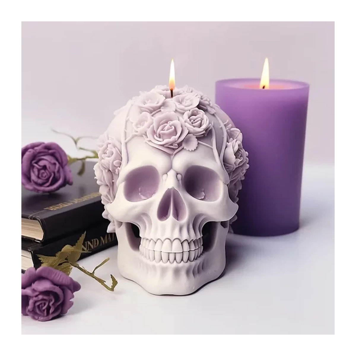 Silikonform für Halloween Rose Schädel Kerzen zur DIY Herstellung von Epoxidharz und Wachs-Dekorationen - Bild 1