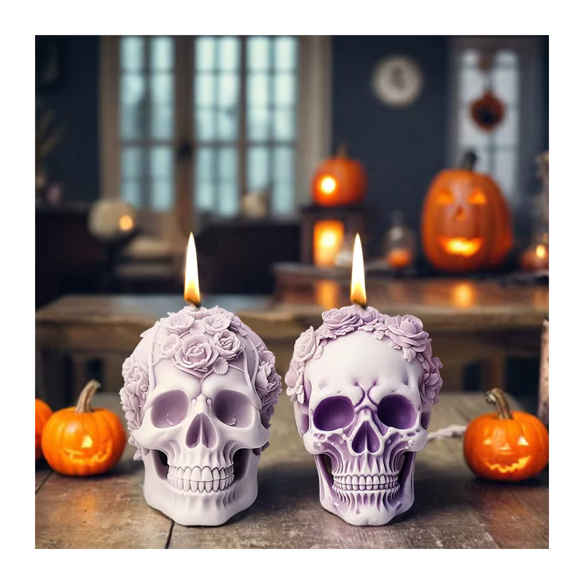 Silikonform für Halloween Rose Schädel Kerzen zur DIY Herstellung von Epoxidharz und Wachs-Dekorationen - Bild 2