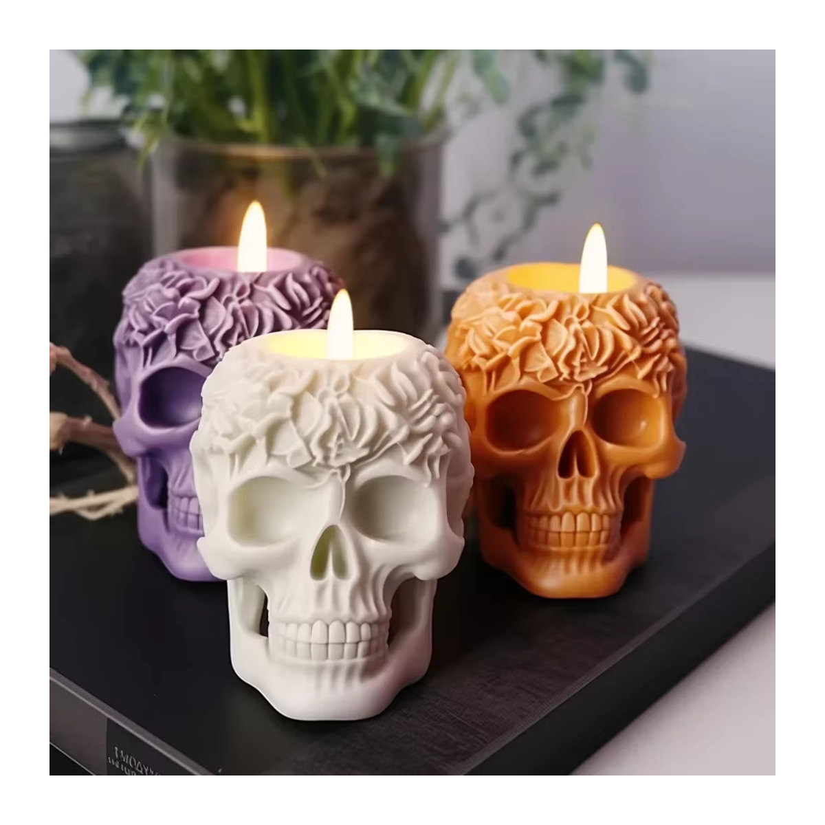 Silikonform für Halloween Rose Schädel Kerzen zur DIY Herstellung von Epoxidharz und Wachs-Dekorationen - Bild 4
