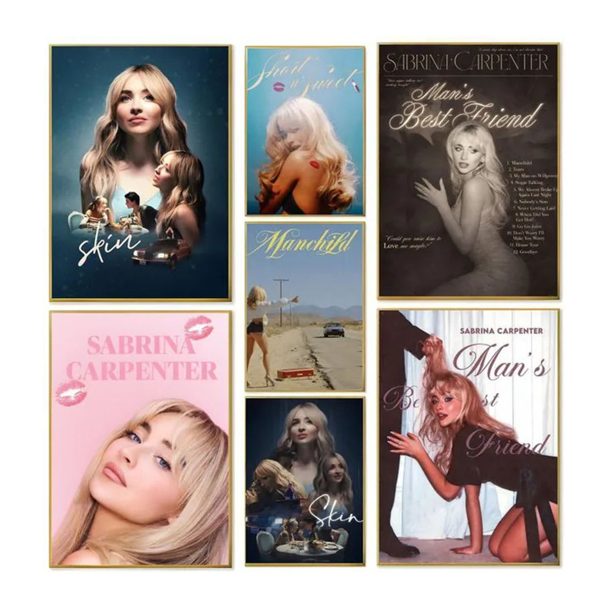 Singer S-Sabrina Carpenter-R Wandkunstdruck Porträt aus Papier in Weiß und Mehrfarbig - Bild 1