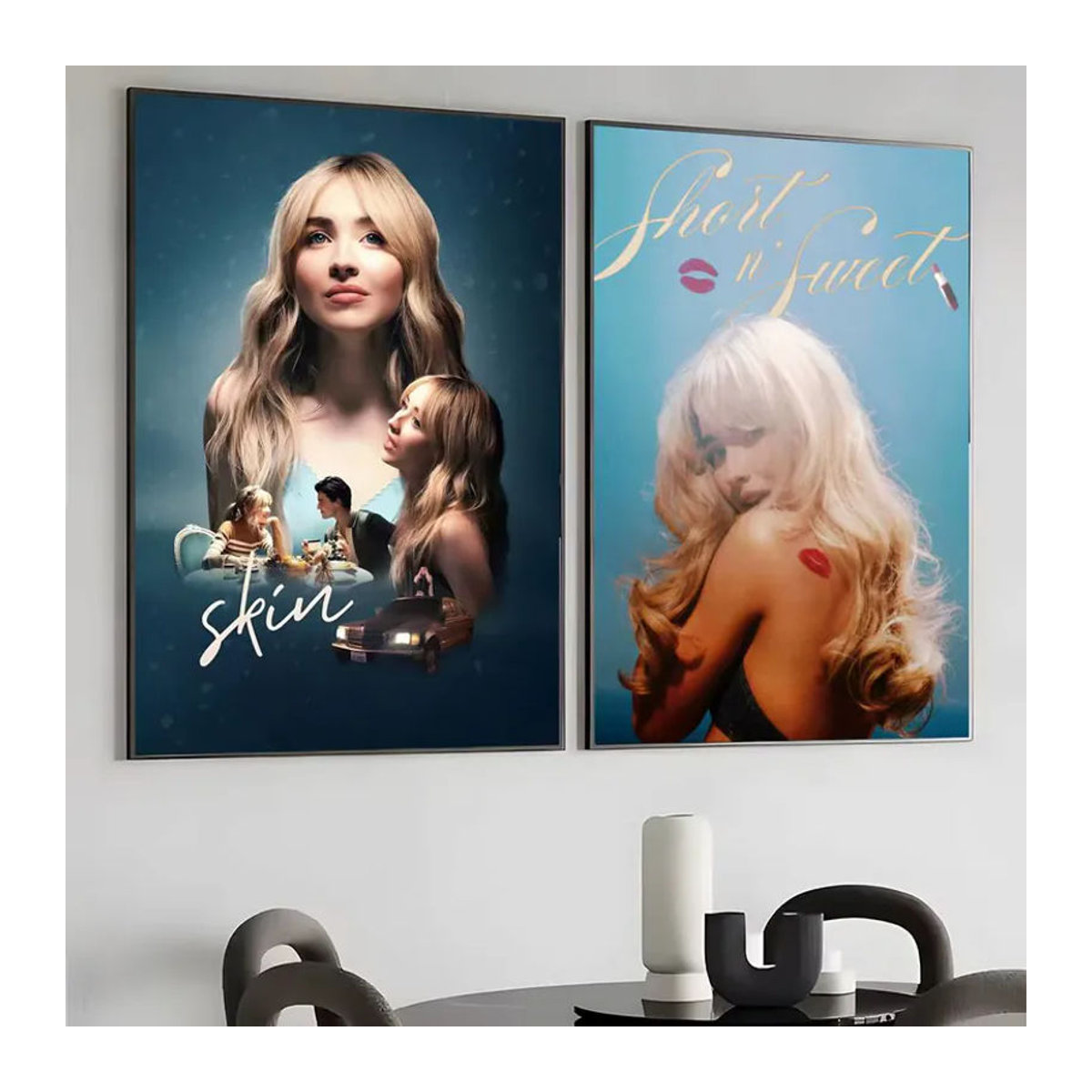 Singer S-Sabrina Carpenter-R Wandkunstdruck Porträt aus Papier in Weiß und Mehrfarbig - Bild 4