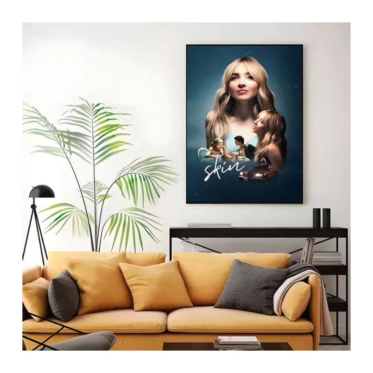 Singer S-Sabrina Carpenter-R Wandkunstdruck Porträt aus Papier in Weiß und Mehrfarbig - Bild 5