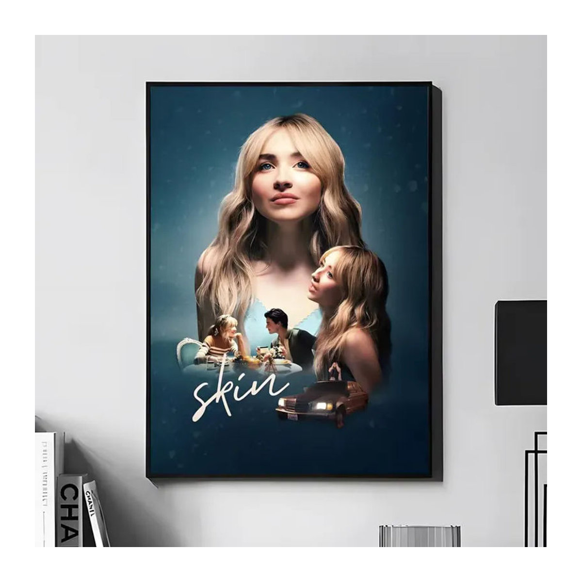 Singer S-Sabrina Carpenter-R Wandkunstdruck Porträt aus Papier in Weiß und Mehrfarbig - Bild 6