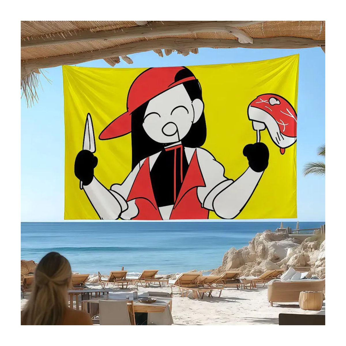 Singer Yi Xi Dekoflagge aus Textil in Mehrfarbig zum Aufhängen für Camping, Party und Zuhause - Bild 5
