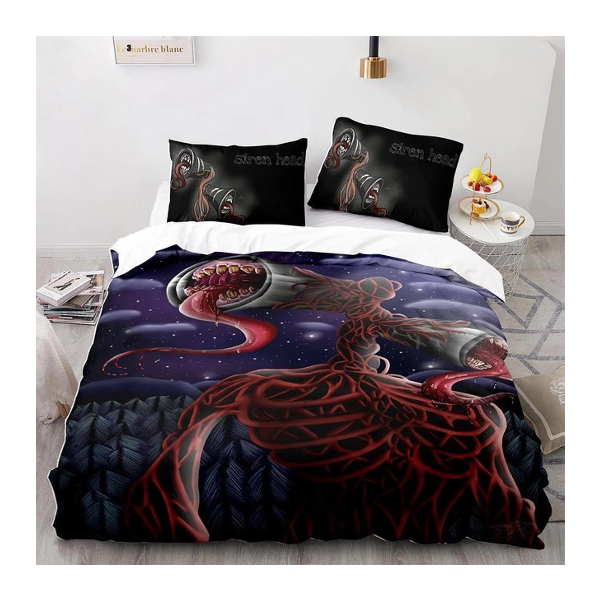 Sirenenkopf Bettwäscheset mit 3D-Druck in Multicolor, Queen Size, B/H: 210 x 210 cm - Bild 1