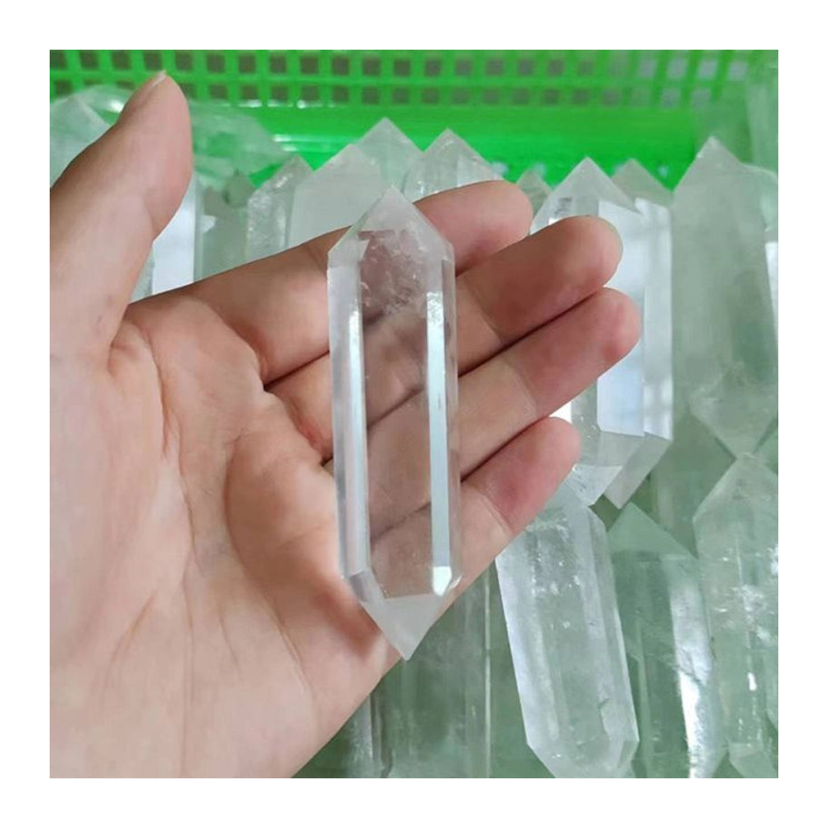 Sisterstone Doppelspitziger klarer Quarzkristallstab in Transparent für Rituale und Dekoration Handwerk - Bild 1