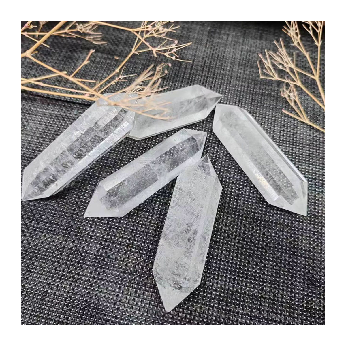 Sisterstone Doppelspitziger klarer Quarzkristallstab in Transparent für Rituale und Dekoration Handwerk - Bild 2