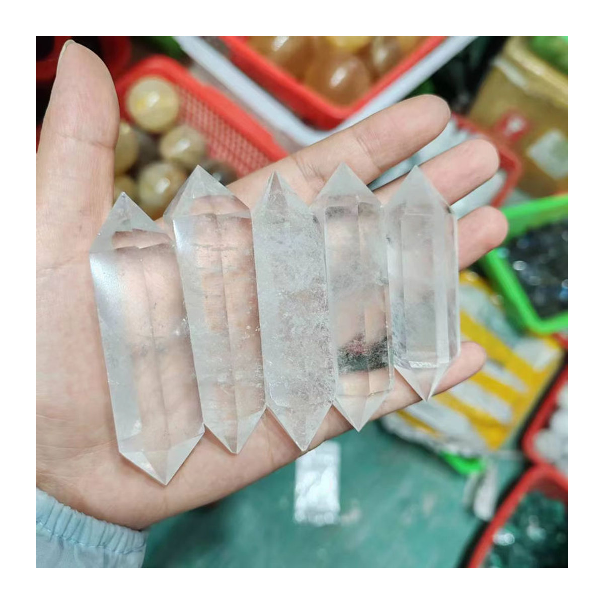 Sisterstone Doppelspitziger klarer Quarzkristallstab in Transparent für Rituale und Dekoration Handwerk - Bild 4