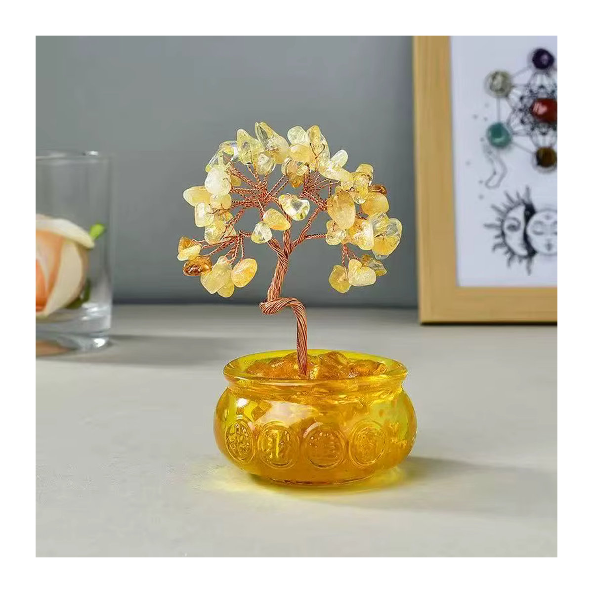 Sisterstone Glücks-Citrin-Baum des Lebens als Feng-Shui-Dekoration in Gelb - Bild 3