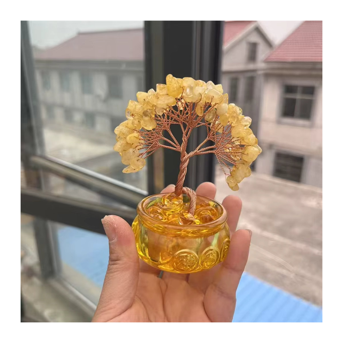 Sisterstone Glücks-Citrin-Baum des Lebens als Feng-Shui-Dekoration in Gelb - Bild 4