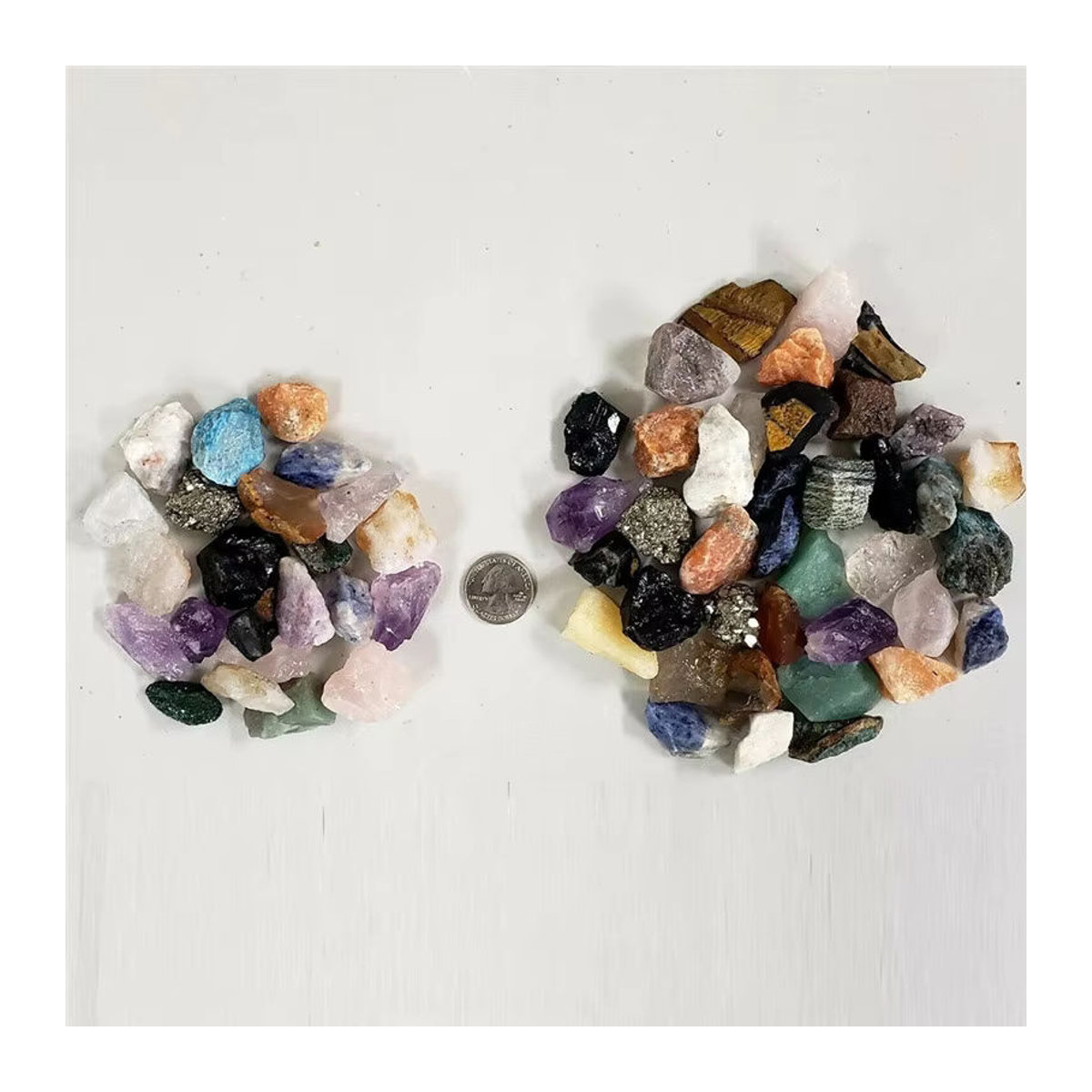 Sisterstone Kristallquarz Mineralien-Set mit Amethyst und Rosenquarz in Lila, Rosa und Mehrfarbig, unregelmäßige Rohsteine zur Dekoration - Bild 4